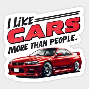 I like cars more than people Humorous Auto Enthusiast tee 2 Sticker